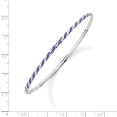 925 Sterling Silver Stackable Twisted Purple Enamel Bangle Bracelet