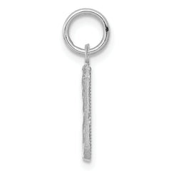 Sterling Silver Rhodium-plated Diamond-cut #0 Charm