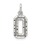 Sterling Silver Rhodium-plated Diamond-cut #0 Charm