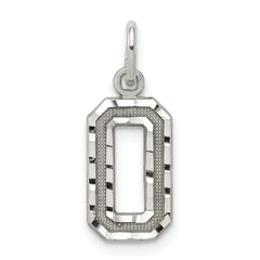 Sterling Silver Rhodium-plated Diamond-cut #0 Charm