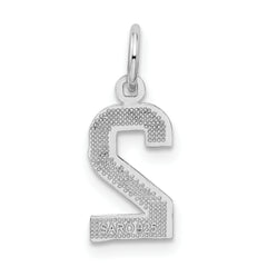 Sterling Silver Rhodium-plated Diamond-cut #2 Charm
