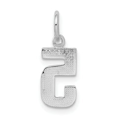 Sterling Silver Rhodium-plated Diamond-cut #5 Charm