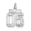 Sterling Silver Rhodium-plated Small Diamond-cut #05 Charm