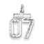Sterling Silver Rhodium-plated Small Diamond-cut #07 Charm