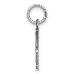 Sterling Silver Rhodium-plated Diamond-cut #8 Charm