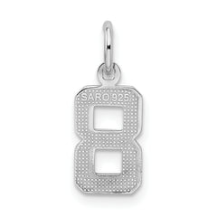 Sterling Silver Rhodium-plated Diamond-cut #8 Charm