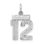 Sterling Silver Rhodium-plated Diamond-cut #12 Charm