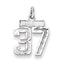 Sterling Silver Rhodium-plated Diamond-cut #37 Charm