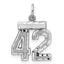 Sterling Silver Rhodium-plated Diamond-cut #42 Charm