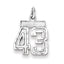 Sterling Silver Rhodium-plated Diamond-cut #43 Charm