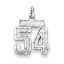 Sterling Silver Rhodium-plated Diamond-cut #54 Charm