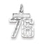 Sterling Silver Rhodium-plated Diamond-cut #76 Charm