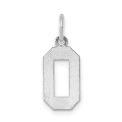 Sterling Silver/Rhodium-plated Polished Number 0 Charm