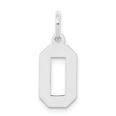 Sterling Silver/Rhodium-plated Polished Number 0 Charm