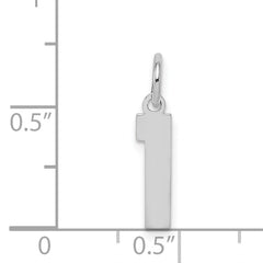 Sterling Silver/Rhodium-plated Polished Number 1 Charm