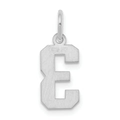 Sterling Silver/Rhodium-plated Polished Number 3 Charm