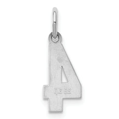 Sterling Silver/Rhodium-plated Polished Number 4 Charm