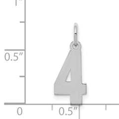 Sterling Silver/Rhodium-plated Polished Number 4 Charm