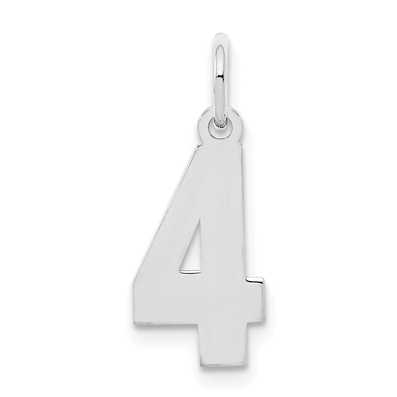 Sterling Silver/Rhodium-plated Polished Number 4 Charm
