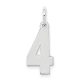 Sterling Silver/Rhodium-plated Polished Number 4 Charm
