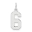 Sterling Silver/Rhodium-plated Polished Number 6 Charm