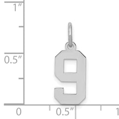 Sterling Silver/Rhodium-plated Polished Number 9 Charm