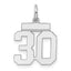 Sterling Silver/Rhodium-plated Polished Number 30 Charm