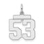 Sterling Silver/Rhodium-plated Polished Number 53 Charm