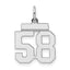Sterling Silver/Rhodium-plated Polished Number 58 Charm