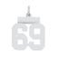 Sterling Silver/Rhodium-plated Polished Number 69 Charm