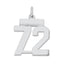 Sterling Silver/Rhodium-plated Polished Number 72 Charm