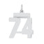 Sterling Silver/Rhodium-plated Polished Number 74 Charm