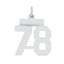 Sterling Silver/Rhodium-plated Polished Number 78 Charm