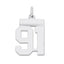 Sterling Silver/Rhodium-plated Polished Number 91 Charm