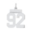 Sterling Silver/Rhodium-plated Polished Number 92 Charm