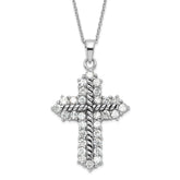 Sentimental Expressions Sterling Silver Polished & Antiqued CZ Eternal Perspective Cross Necklace