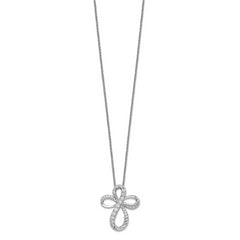 Sentimental Expressions Sterling Silver Rhodium-plated CZ Endless Hope 18in Cross Necklace