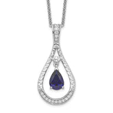 Sentimental Expressions Sterling Silver Rhodium-plated Sept. Lab-created Sapphire Never Forget Tear 18in Necklace