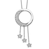 Sentimental Expressions Sterling Silver Rhodium-plated CZ I Promise You the Moon and Stars 18in Necklace
