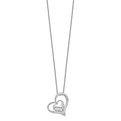 Sophia Jewelers Sterling Silver Double Heart CZ Necklace with Poem Card