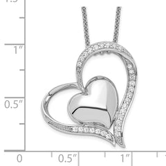 Sophia Jewelers Sterling Silver Double Heart CZ Necklace with Poem Card