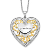 Sentimental Expressions Sterling Silver Gold-plated Grandma 18in Heart Necklace