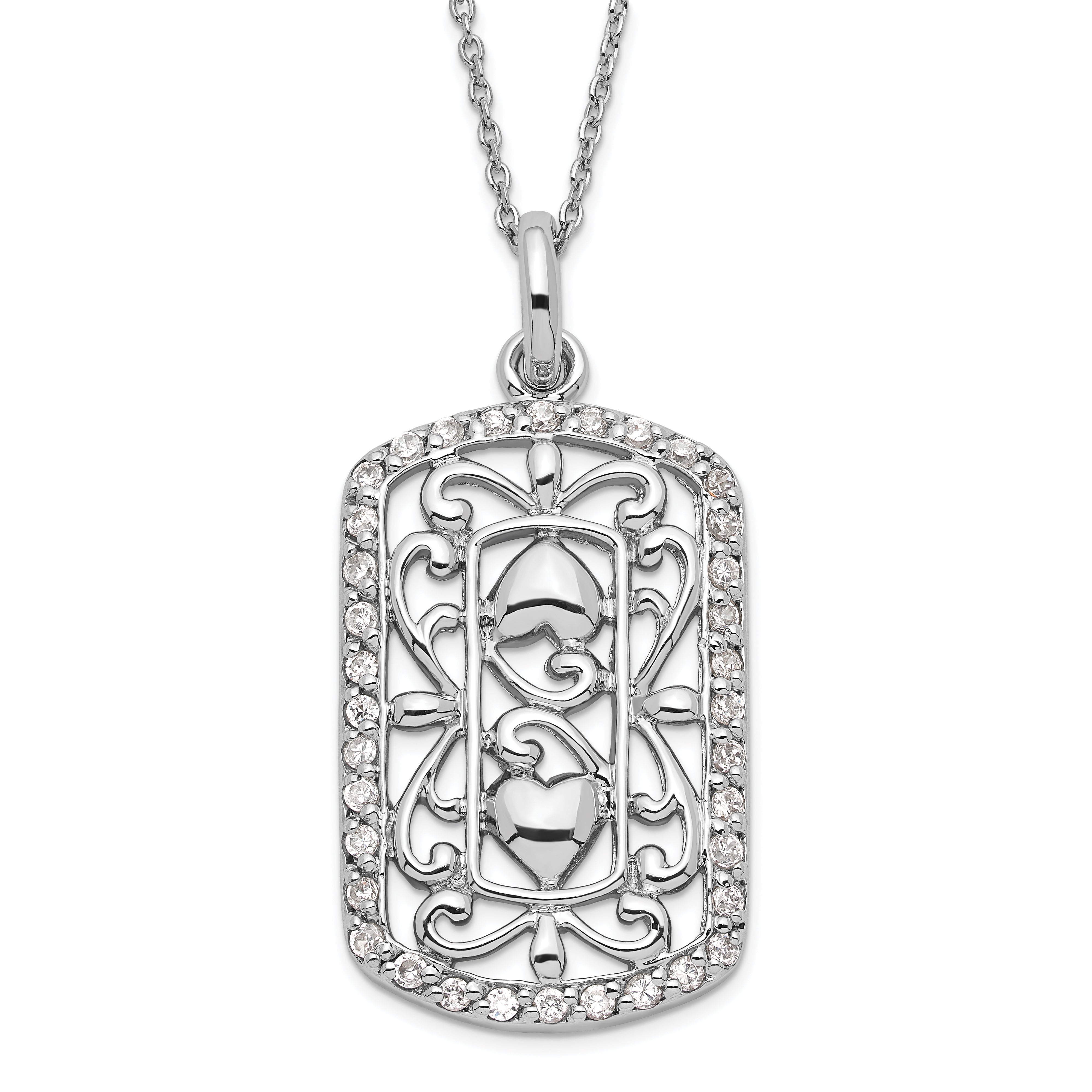 Sentimental Expressions Sterling Silver Polished CZ Thankful for You Necklace