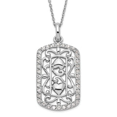 Sentimental Expressions Sterling Silver Polished CZ Thankful for You Necklace