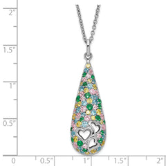 Sophia Jewelers Sterling Silver Multicolor CZ Cheerdrops Necklace Gift Ready