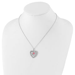Sophia Jewelers Sterling Silver Heart Necklace with Multicolor CZ Elegance