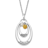 Sentimental Expressions Sterling Silver Polished & Antiqued Yellow & Clear CZ Keep Hope Alive Necklace