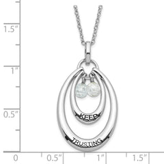 Sterling Silver CZ Pendant Necklace with Polished Antiqued Finish Gift Ready