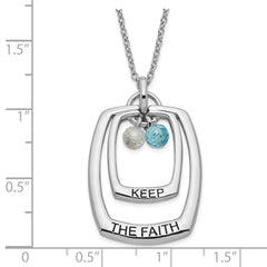 Sophia Jewelers Sterling Silver CZ Keep the Faith Polished Necklace