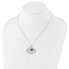 Sophia Jewelers Sterling Silver CZ Pendant Necklace with Polished & Antiqued Finish